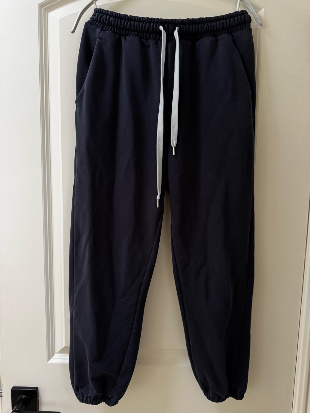MaxMara Navy Jogger Sweatpants with White Drawstring